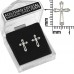 Forever Silver Plated Austrian Crystal Cross Earring E3CRS 106227